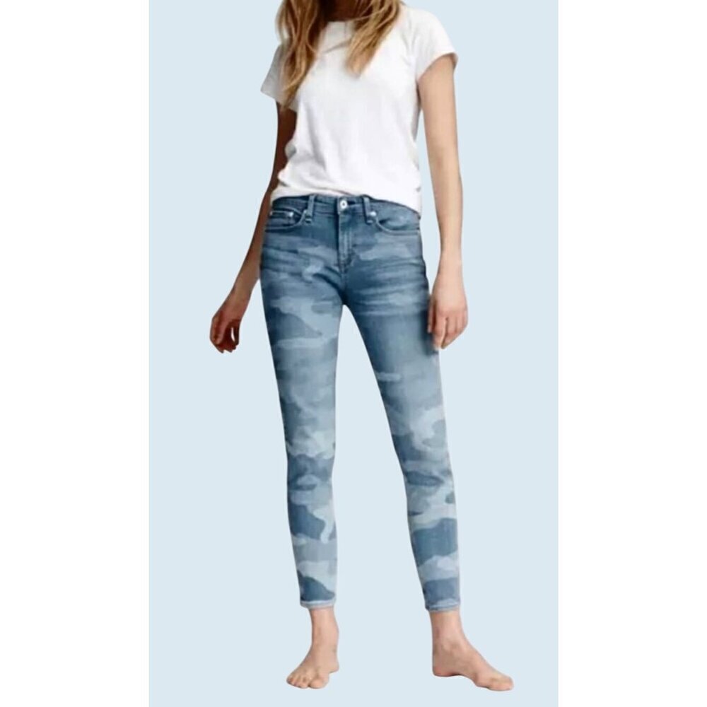 RAG & BONE Cate Mid Rise Ankle Straight Camo Print Jeans Sz 26
